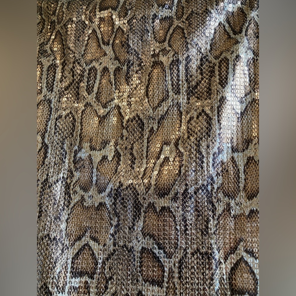 Ellison Copper Snake Print Sequin Asymmetrical Skirt Size S NWT - Picture 2 of 10